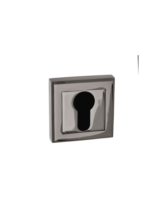 STATUS Euro Escutcheons on Square Rose - Black Nickel (Pair)