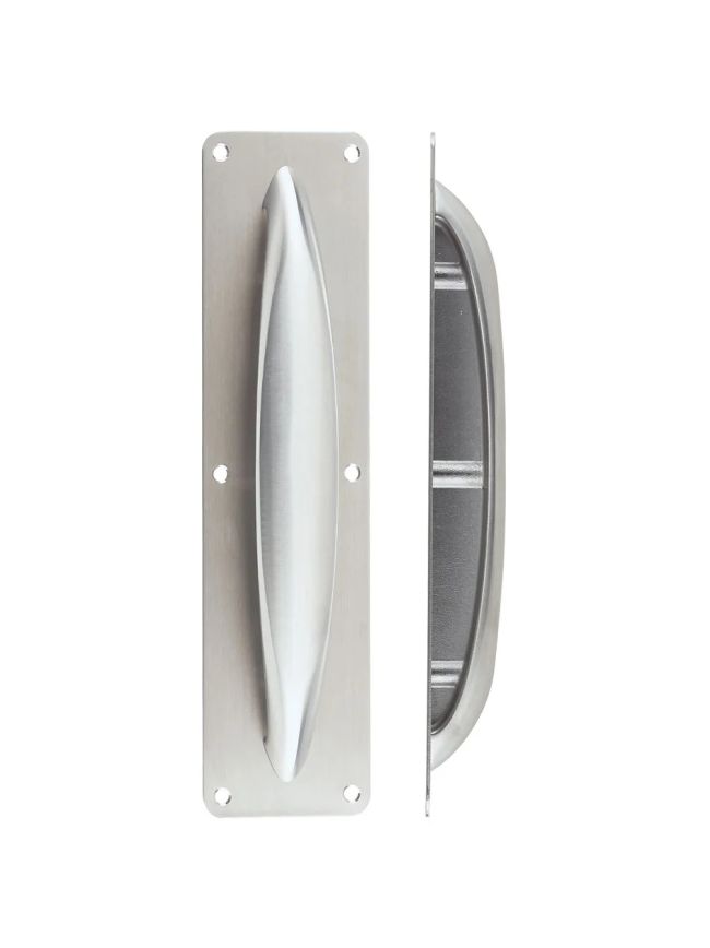 Zoo Hardware Anti Ligature Pull Handle on Backplate - Stainless Steel