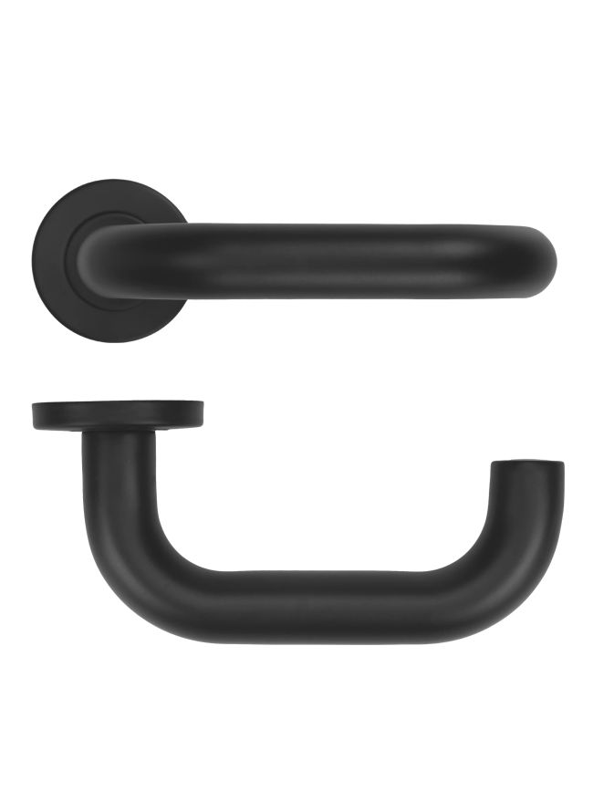 Zoo Hardware 22mm Tubular Return to Door Lever on Round Rose 52mm x 8mm Push-on Rose - BS EN 1906 Grade 3 - Grade 201 - PCB