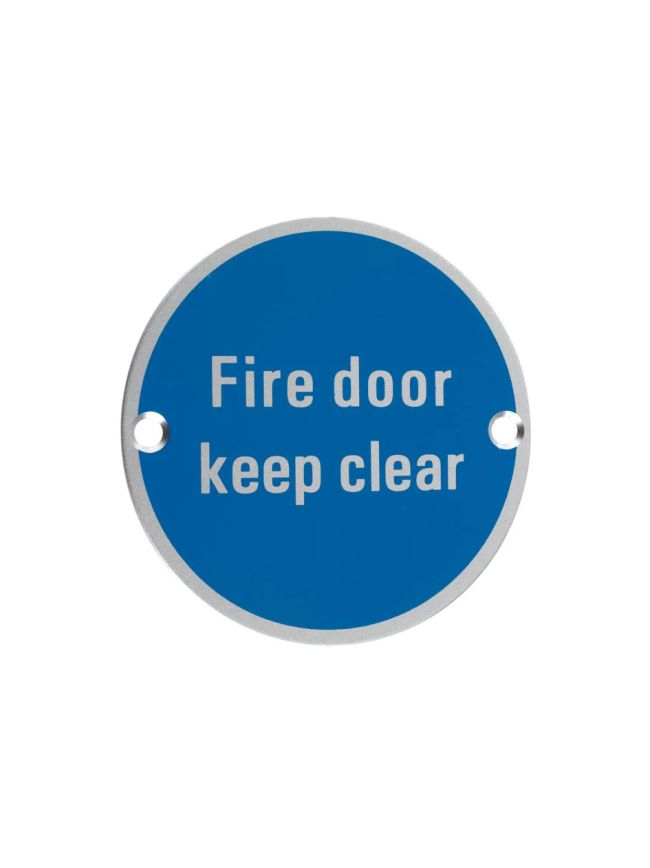 Zoo Hardware Signage - Fire Door Keep Clear - Satin Aluminium