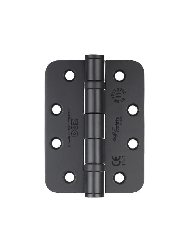 Zoo Hardware Ball Bearing Hinge - Steel 102 x 76 x 3mm - Radius - Powder Coat Black