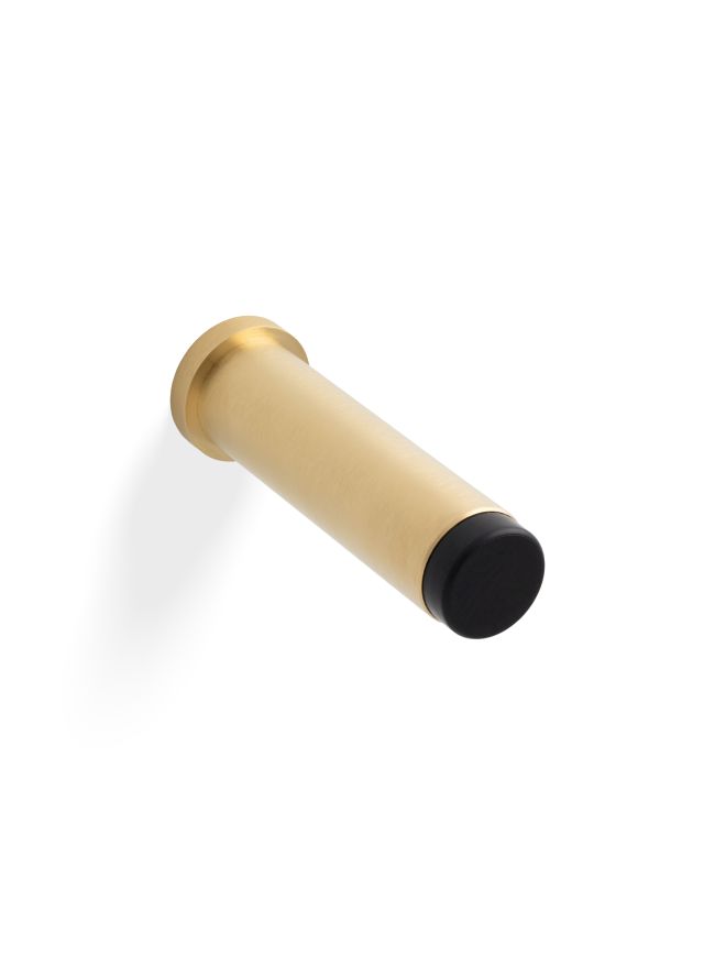 Valli 76 x 20mm - Wall Mounted Plain Doorstop on Rose - Concealed Fix - Satin Brass PVD