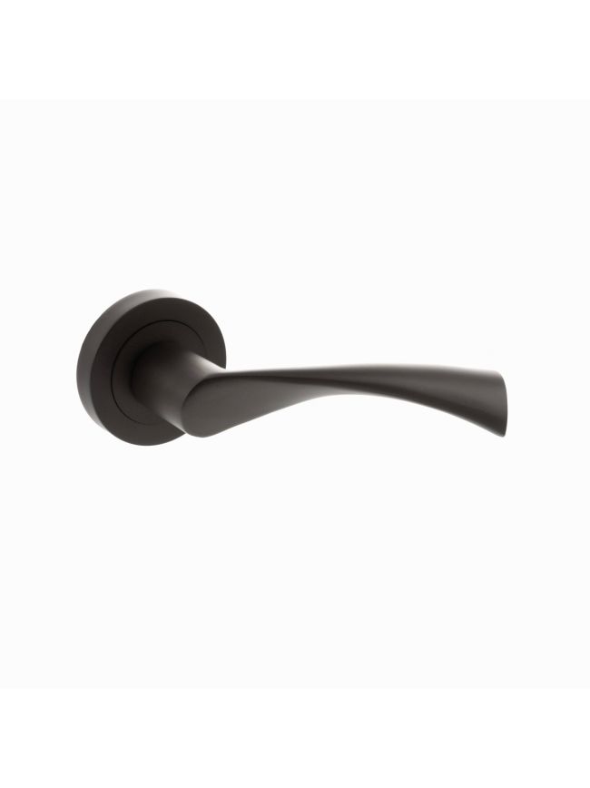 STATUS Colorado Lever Door Handle on Round Rose - Urban Dark Bronze (Pair)