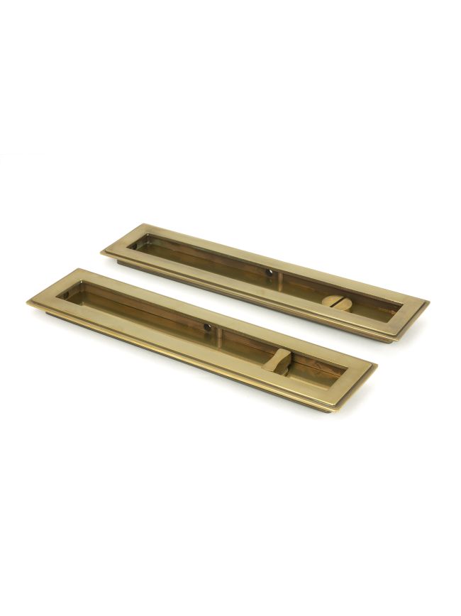 Aged Brass 250mm Art Deco Rectangular Pull - Privacy Set