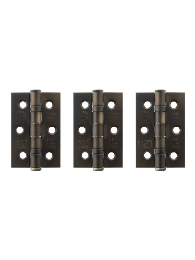 Atlantic CE Fire Rated Grade 7 Ball Bearing Hinges 3" x 2" x 2mm set of 3 - Urban Dark Bronze