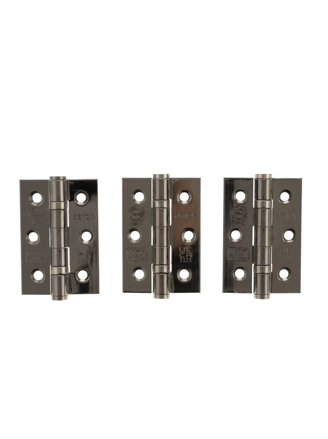 Atlantic CE Fire Rated Grade 7 Ball Bearing Hinges 3" x 2" x 2mm set of 3 - Black Nickel