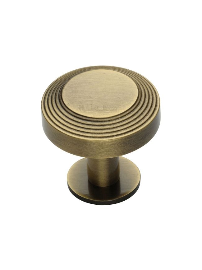 Heritage Brass Cabinet Knob Ridge Design with Rose 32mm Antique Brass finish
UK Registered Design Number 6194410