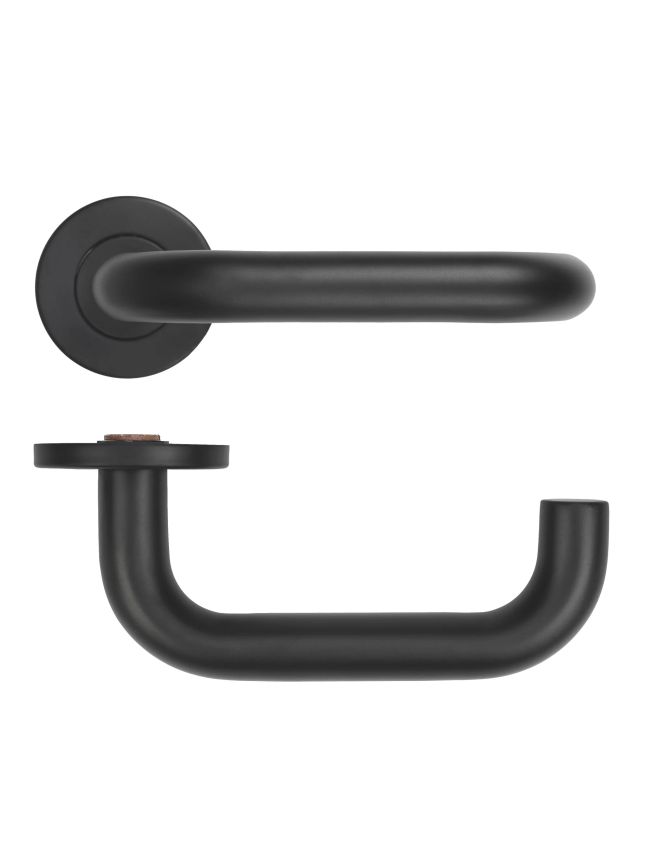 Zoo Hardware 19mm Tubular Return to Door Lever on Round Rose 53mm x 6mm Push-on Rose - BS EN 1906 Grade 3 - Grade 201 - PCB