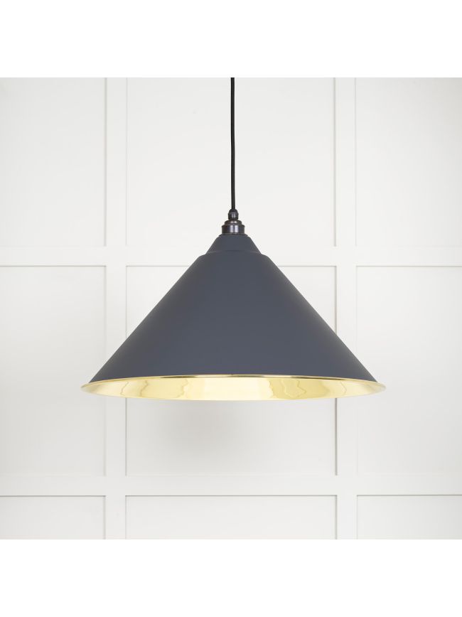 Smooth Brass Hockley Pendant in Slate