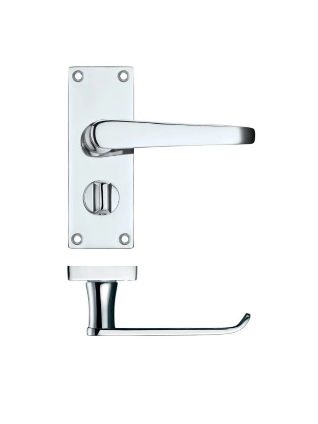 Zoo Hardware Project Victorian flat lever on privacy backplate - 114 x 40mm - Polished Chrome