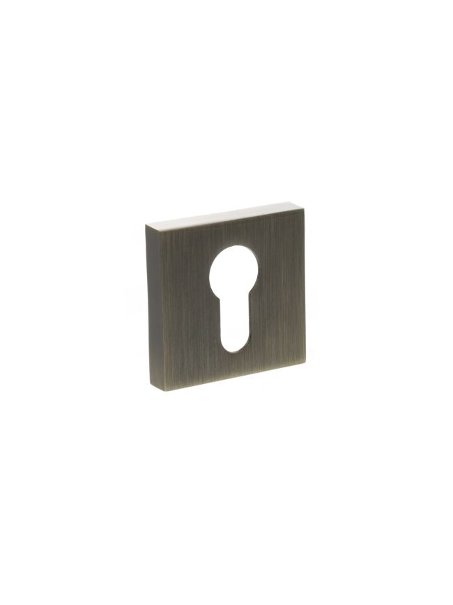 STATUS Euro Escutcheons on S4 Square Rose - Antique Brass (Pair)