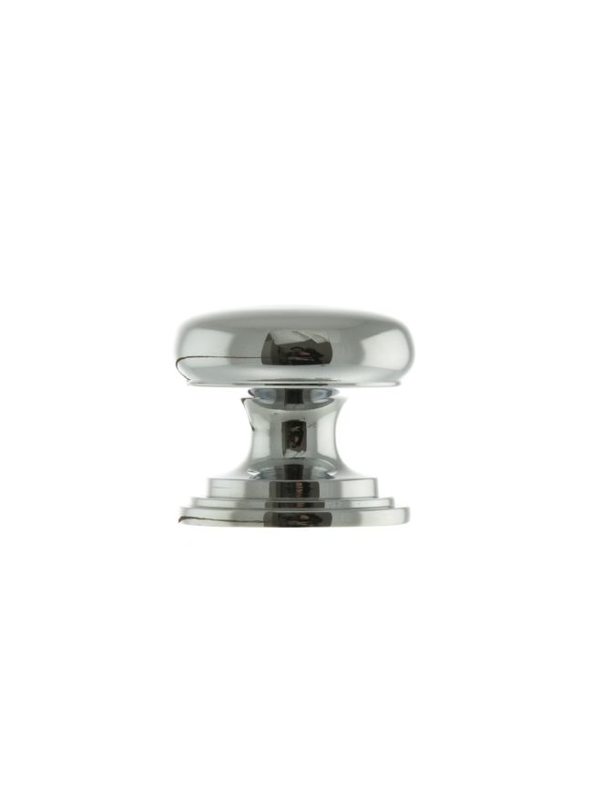 Old English Lincoln Solid Brass Victorian Knob 32mm on Concealed Fix - Polished Chrome
