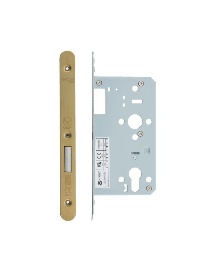 Zoo Hardware 2 Piece - DIN euro deadlock - backset 60mm - radius - Brass