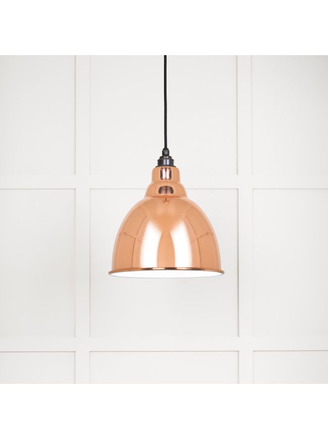 White Gloss Brindley Pendant in Copper