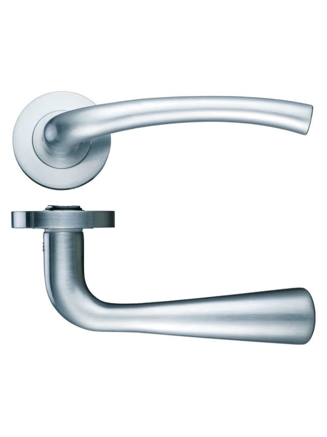 Zoo Hardware Assisi lever on round rose - Satin Nickel