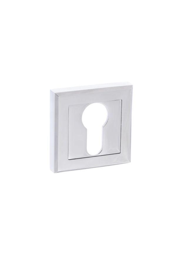 STATUS Euro Escutcheons on Square Rose - Polished Chrome (Pair)