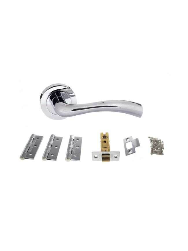 Atlantic Texas Door Pack Bundle (3" Latch + 3"x2" Hingesx3) - Polished Chrome