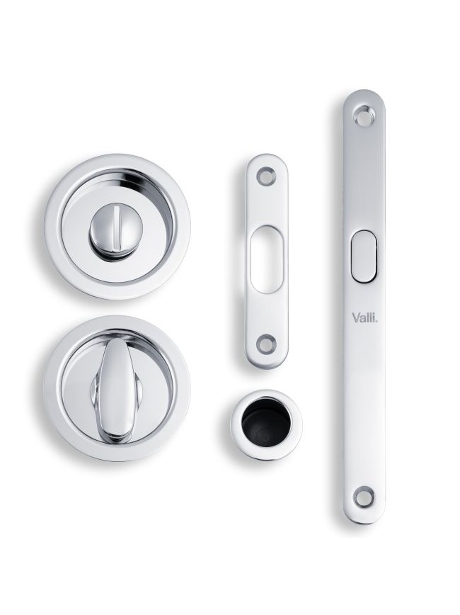 Valli Radius Sliding Door Set - Polished Chrome PVD