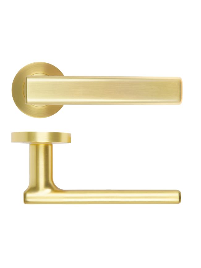 Zoo Hardware Frigo Lever On Round Rose - Satin Brass