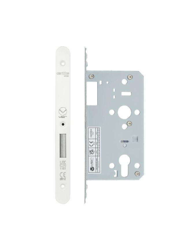 Zoo Hardware 2 Piece - DIN euro deadlock - backset 60mm - radius - White