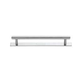 Heritage Brass Cabinet Pull Knurled Design with Plate 128mm CTC Satin Chrome Finish