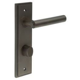 Richmond Door Handle Din Bathroom Backplate Dark Bronze & Turn & Release - By Frelan Hardware - BUR-45DB-456DB-81DB
