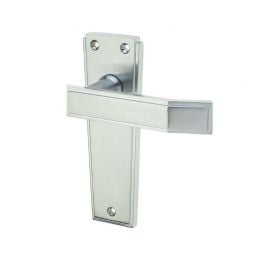 Deco Door Handle on Latchplate Satin Chrome - By Frelan Hardware - JV254SC