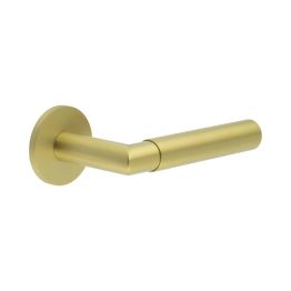 CR-102 Satin Brass Sprung Round Rose Door Handle - By Frelan Hardware - CR-102A1SB