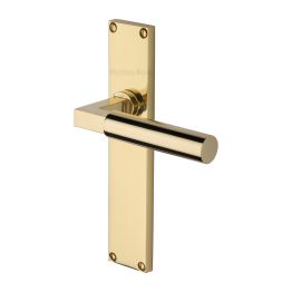 Heritage Brass Bauhaus Lever Latch Door Handle on 200mm Plate Polished Brass finish