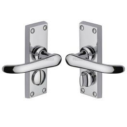 Heritage Brass Door Handle for Privacy Set Windsor Short Design Polished Chrome finish
