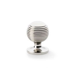 Alexander & Wilks - Caesar Cupboard Knob on Round Rose - Polished Nickel - 32mm