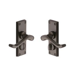 Heritage Brass Door Handle for Privacy Set Bedford Short Design Matt Bronze finish
