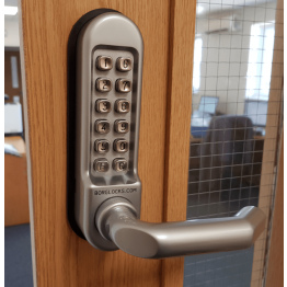 Borg BL5000 SS - 12 Button, Round Bar Lever Handle Keypad & Inside Handle (No Device/With Free Passage), Stainless Steel (SS) Finish