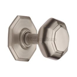 Heritage Brass Octagon Centre Door Knob 3" Satin Nickel finish