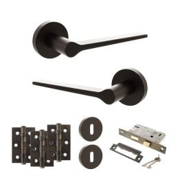 Senza Pari Laviano Door Handle Pack (3 Lever Lock Set - 2.5" CE Sashlock, 3" Fire Rated Hinges x3) - Urban Dark Bronze