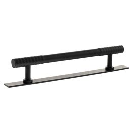 Millhouse Brass Chrysler Diamond T-Bar Cabinet Pull Handle on Backplate 160mm - Matt Black