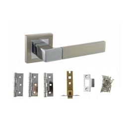 Atlantic Montana Dorpac (2.5" Latch, 3"x2" Hingesx3) - Satin Nickel/Polished Chrome