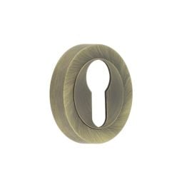 Jedo Designer Euro Profile Escutcheons on 50mm Round Rose Antique Brass - By Frelan Hardware - JV503EAB