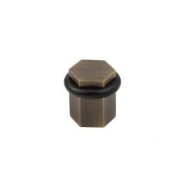 Burlington Hexagonal Floor Mounted Doorstops Antique Brass - By Frelan Hardware - BUR965AB