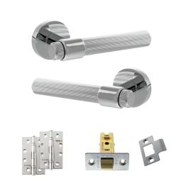 Senza Pari Fasana Door Handle Pack (Latch Set - 3" CE Latch, 4" Slim Knuckle Hinges x2) - Polished Chrome