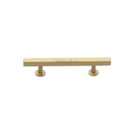 Heritage Brass Cabinet Pull Square Design with Footings 96mm CTC Satin Brass finish