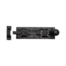 The Tudor Door Bolt Straight 3" Black Iron