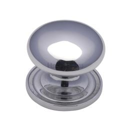 Heritage Brass Cabinet Knob Victorian Round Design with base 48mm Polished Chrome finish
