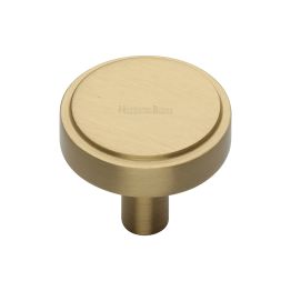 Heritage Brass Cabinet Knob Stepped Disc Design 32mm Satin Brass finish