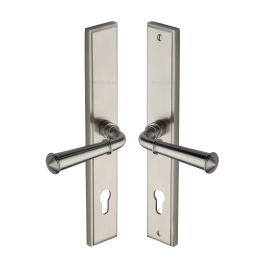 Heritage Brass Multi-Point Door Handle Lever Lock Colonial LH Design Satin Nickel finish