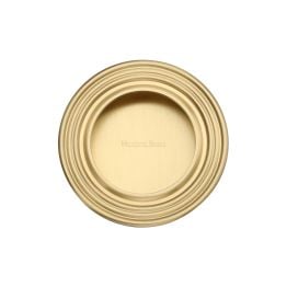 Round Reeded Flush Pull Satin Brass finish