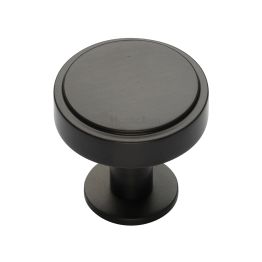 Heritage Brass Cabinet Knob Stepped Disc Design with Rose 32mm Matt Bronze finish
