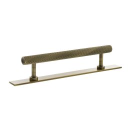 Millhouse Brass Paddington Spiral T-Bar Cabinet Pull Handle on Backplate 128mm - Antique Brass