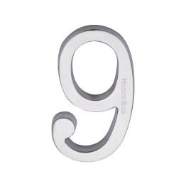 Heritage Brass Numeral 9 Concealed Fix 76mm (3) Satin Chrome finish