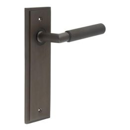 Piccadilly Door Handle Latch Backplate Dark Bronze - By Frelan Hardware - BUR40KIT86